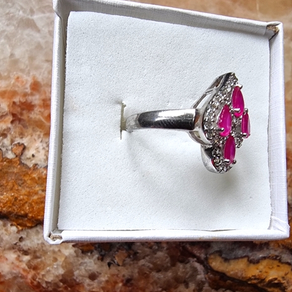 Dainty Pink Topaz .925 Sterling Silver Ring - Picture 2 of 5